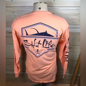 Salt Life Longsleeve Logo Tee Shirt Men’s Large 100% Cotton Crewneck